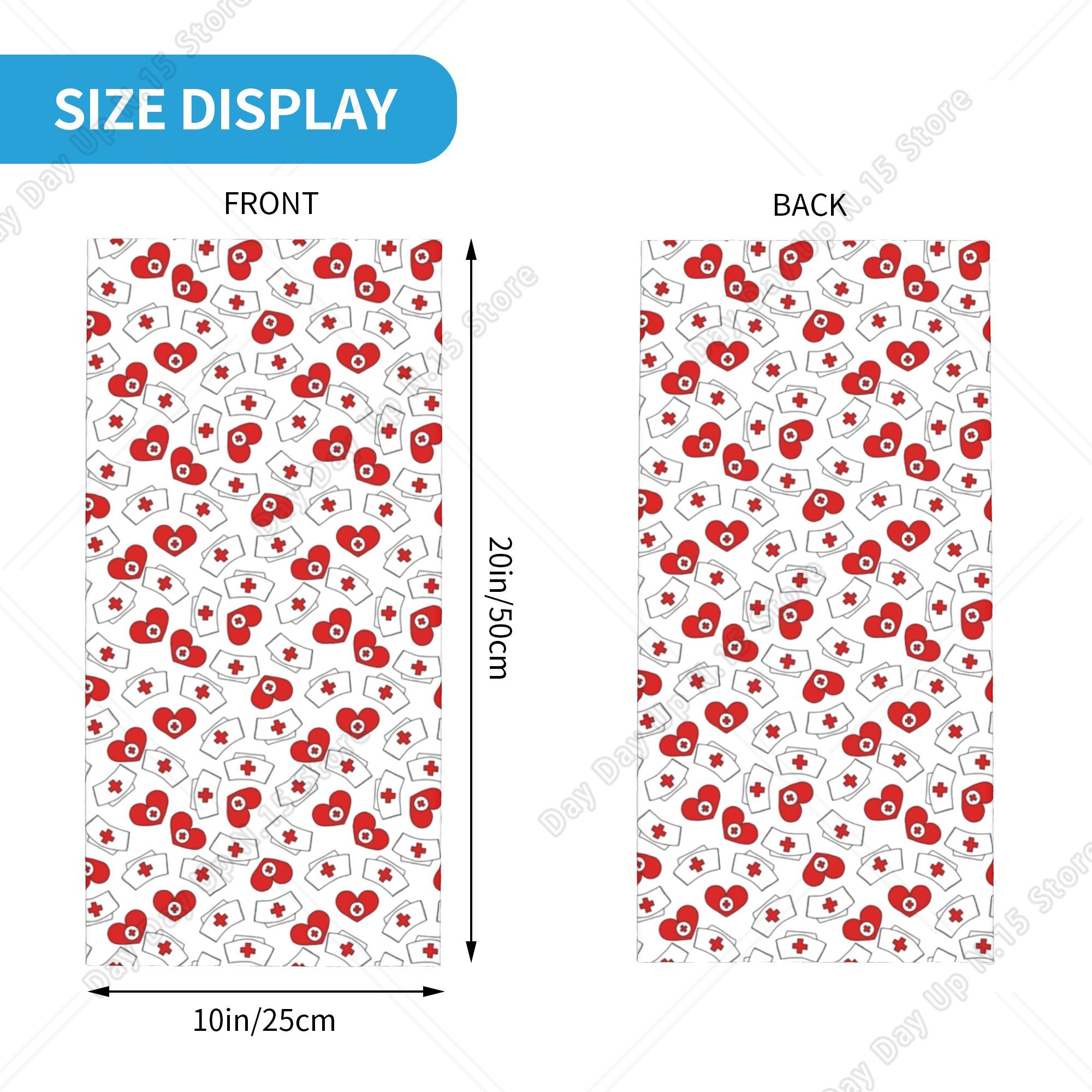 Nurse Hat Heart Pattern Bandan - огляд і ціна Neck Gaiter Face Cover