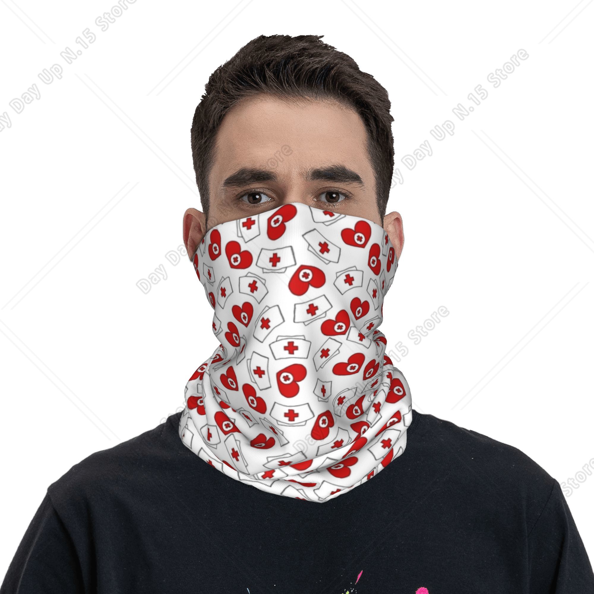 Nurse Hat Heart Pattern Bandan - огляд і ціна Neck Gaiter Face Cover